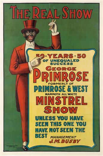 (MUSIC AND THEATRE--MINSTRELS.) Group of 5 minstrel show posters.